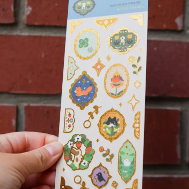Thousand Skies Washi Sticker Sheet - Foiled Retro Frames