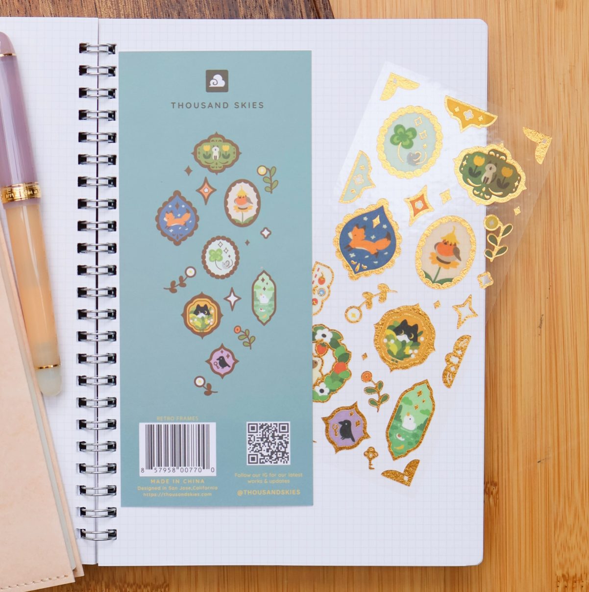 Thousand Skies Washi Sticker Sheet - Foiled Retro Frames