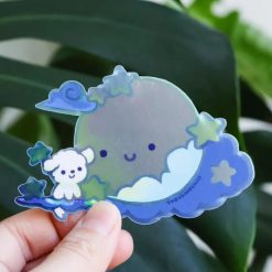 Thousand Skies Holographic Vinyl Sticker - Fluffy And The Moon