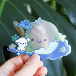 Thousand Skies Holographic Vinyl Sticker - Fluffy And The Moon