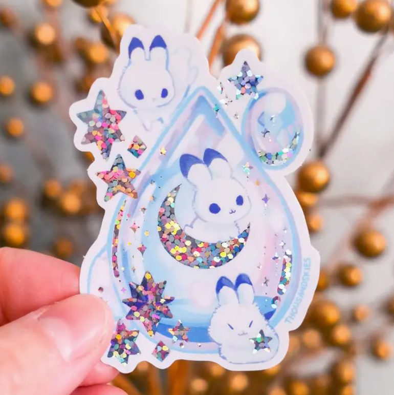 Thousand Skies Holographic Vinyl Sticker - Moonstone And Bunnies