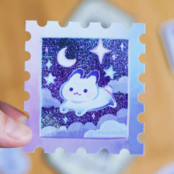 Thousand Skies Holographic Vinyl Sticker - Starry Night Rabbit Stamp