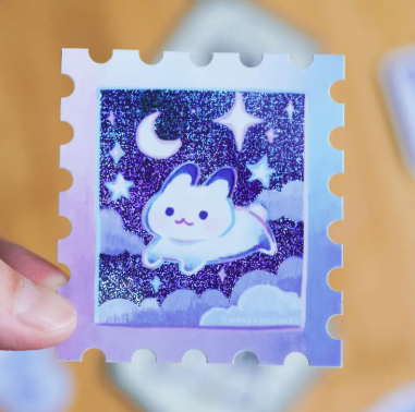 Thousand Skies Holographic Vinyl Sticker - Starry Night Rabbit Stamp