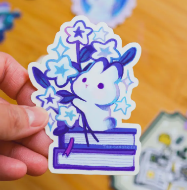 Thousand Skies Transparent Vinyl Sticker - Rabbit's Star Bouquet