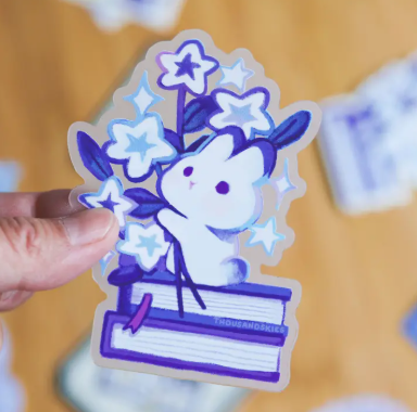 Thousand Skies Transparent Vinyl Sticker - Rabbit's Star Bouquet