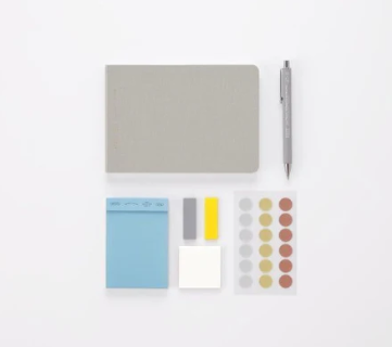 Stalogy Half Year B6 Notebook Landscape Grid - Fog