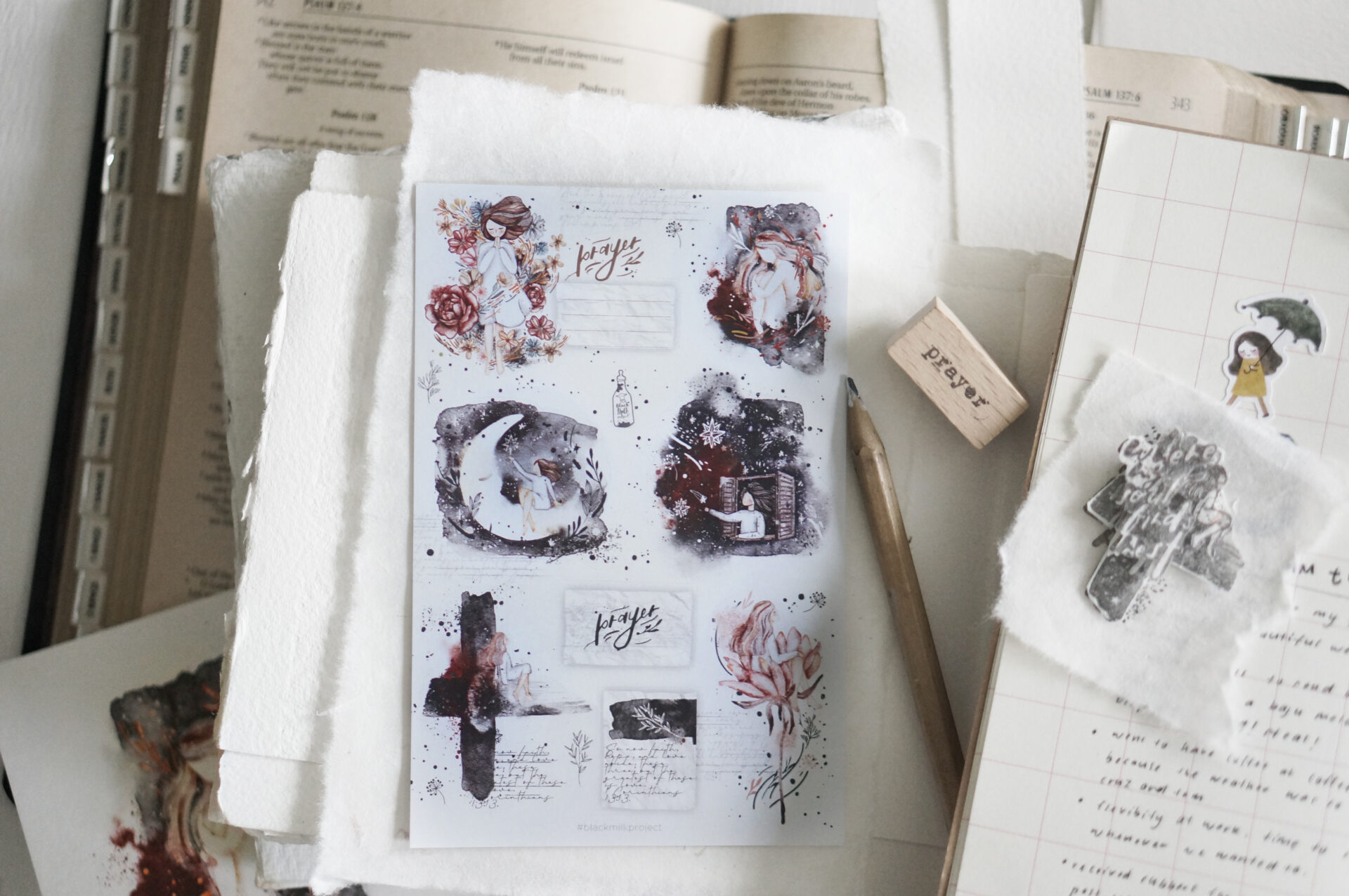 Black Milk Project Prayer sticker set (Washi & paper sticker)
