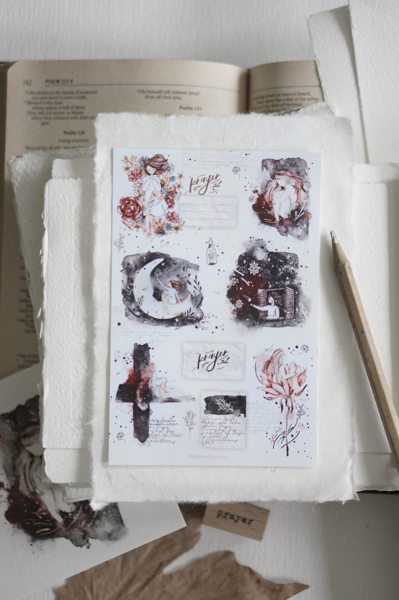 Black Milk Project Prayer sticker set (Washi & paper sticker)