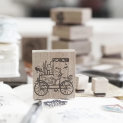 Black Milk Project Travelling Stationer Rubber Stamp - Bear on Cart