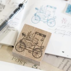 Black Milk Project Travelling Stationer Rubber Stamp - Bear on Cart
