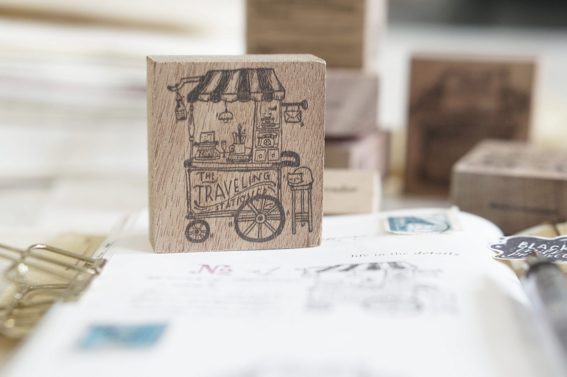 Black Milk Project Travelling Stationer Rubber Stamp - Stationery Cart