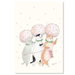 Tabi Neko Postcard - Spring Cats In Sakura Hats