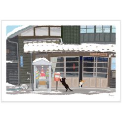 Tabi Neko Postcard - Winter Cat And Post Box