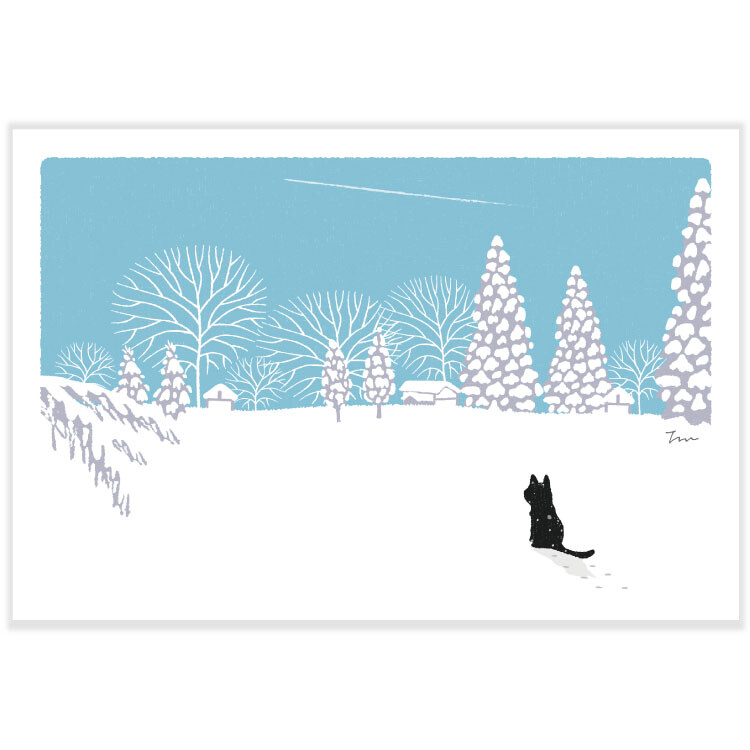 Tabi Neko Postcard - Winter Cat In Snow
