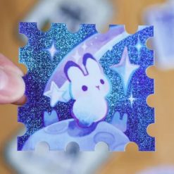 Thousand Skies Holographic Vinyl Sticker - Rabbit In Outerspace Stamp
