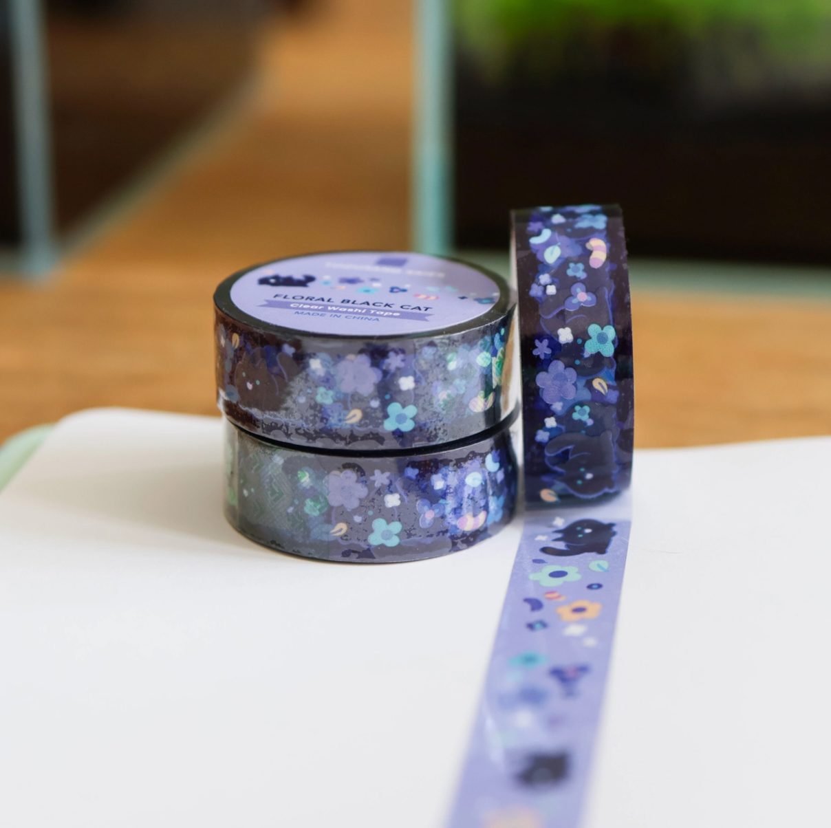 Thousand Skies PET Tape - Floral Black Cat