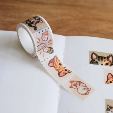 Thousand Skies Stamp Washi Tape - Tabby Cats