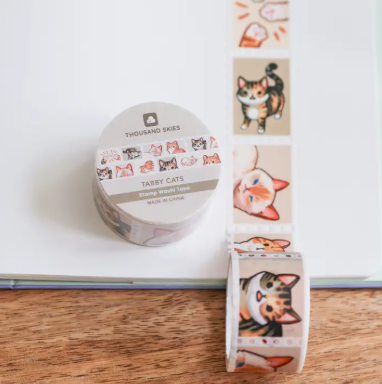Thousand Skies Stamp Washi Tape - Tabby Cats