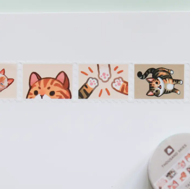 Thousand Skies Stamp Washi Tape - Tabby Cats