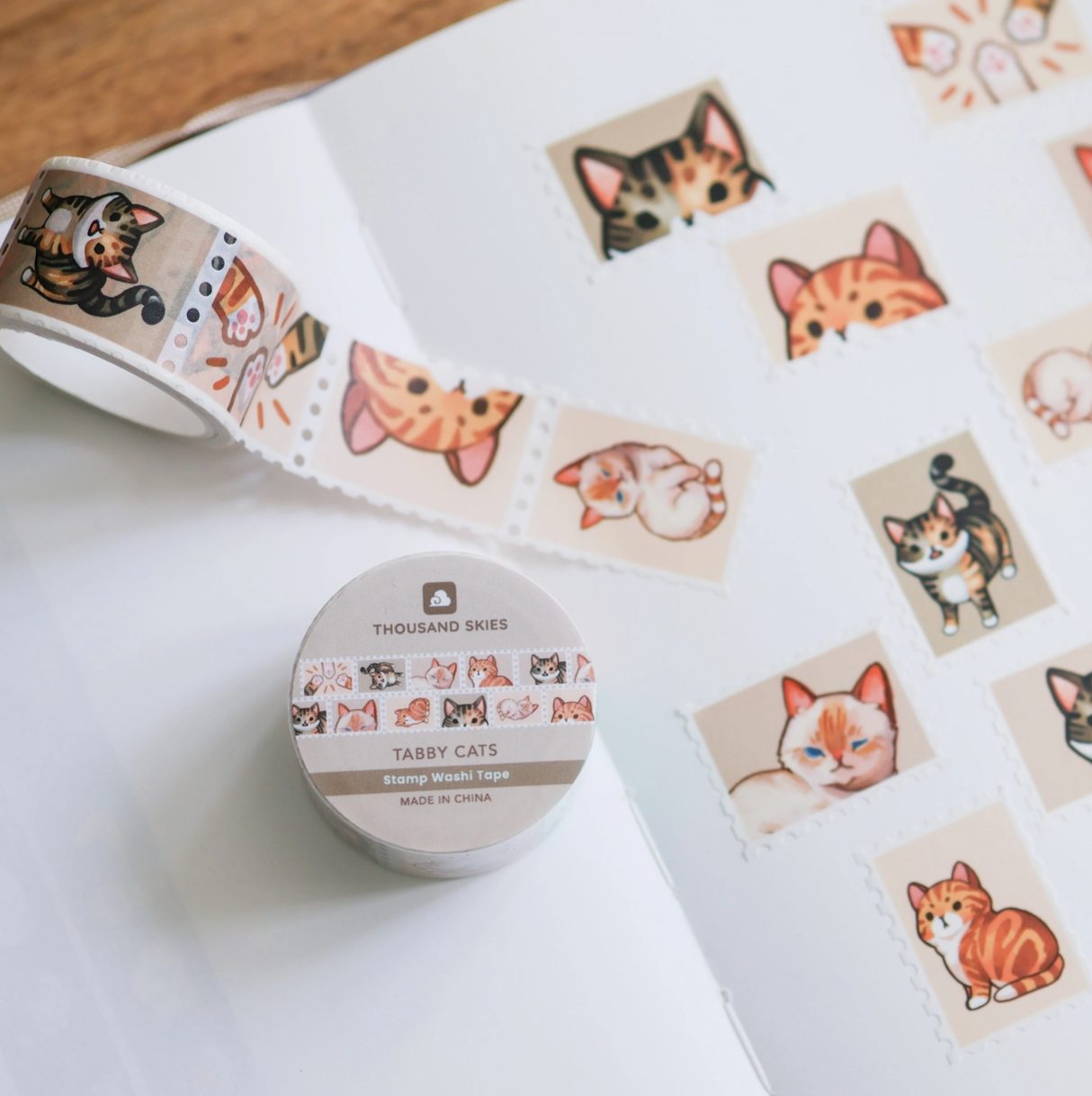 Thousand Skies Stamp Washi Tape - Tabby Cats