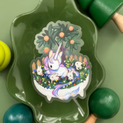 Thousand Skies Transparent Vinyl Sticker - Unicorn Bonsai Garden
