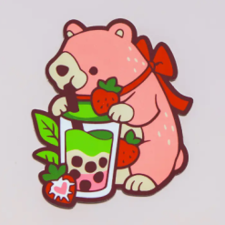 Thousand Skies Vinyl Sticker - Matcha Strawberry Latte Bear
