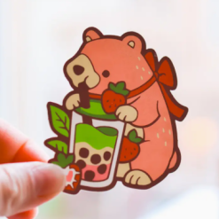 Thousand Skies Vinyl Sticker - Matcha Strawberry Latte Bear