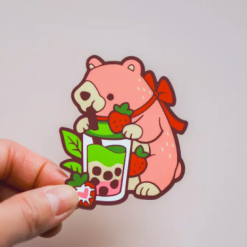 Thousand Skies Vinyl Sticker - Matcha Strawberry Latte Bear