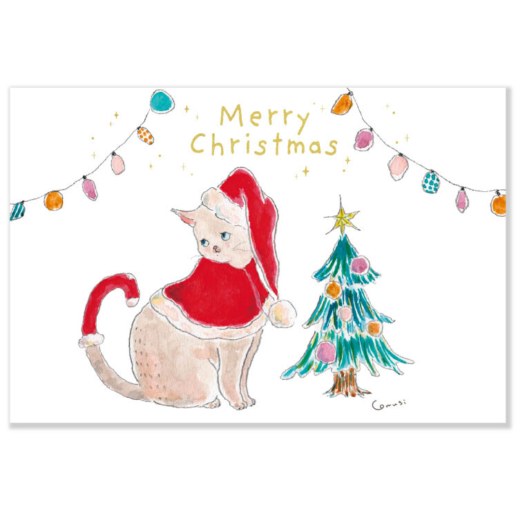 Tocoro Comugi Christmas Postcard - Santa Cat