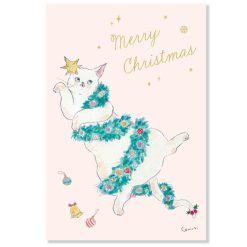 Tocoro Comugi Christmas Postcard - White Cat
