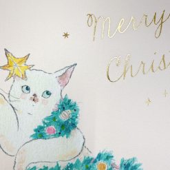 Tocoro Comugi Christmas Postcard - White Cat