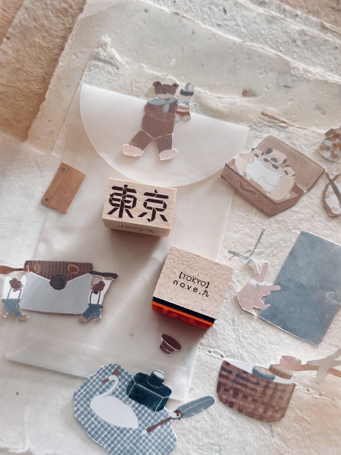 Nove Origami Words Rubber Stamps