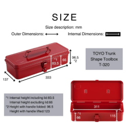 Toyo Steel Trunk Shape Toolbox T-320 Orange