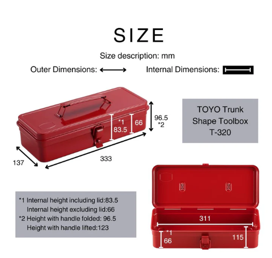 Toyo Steel Trunk Shape Toolbox T-320 Orange