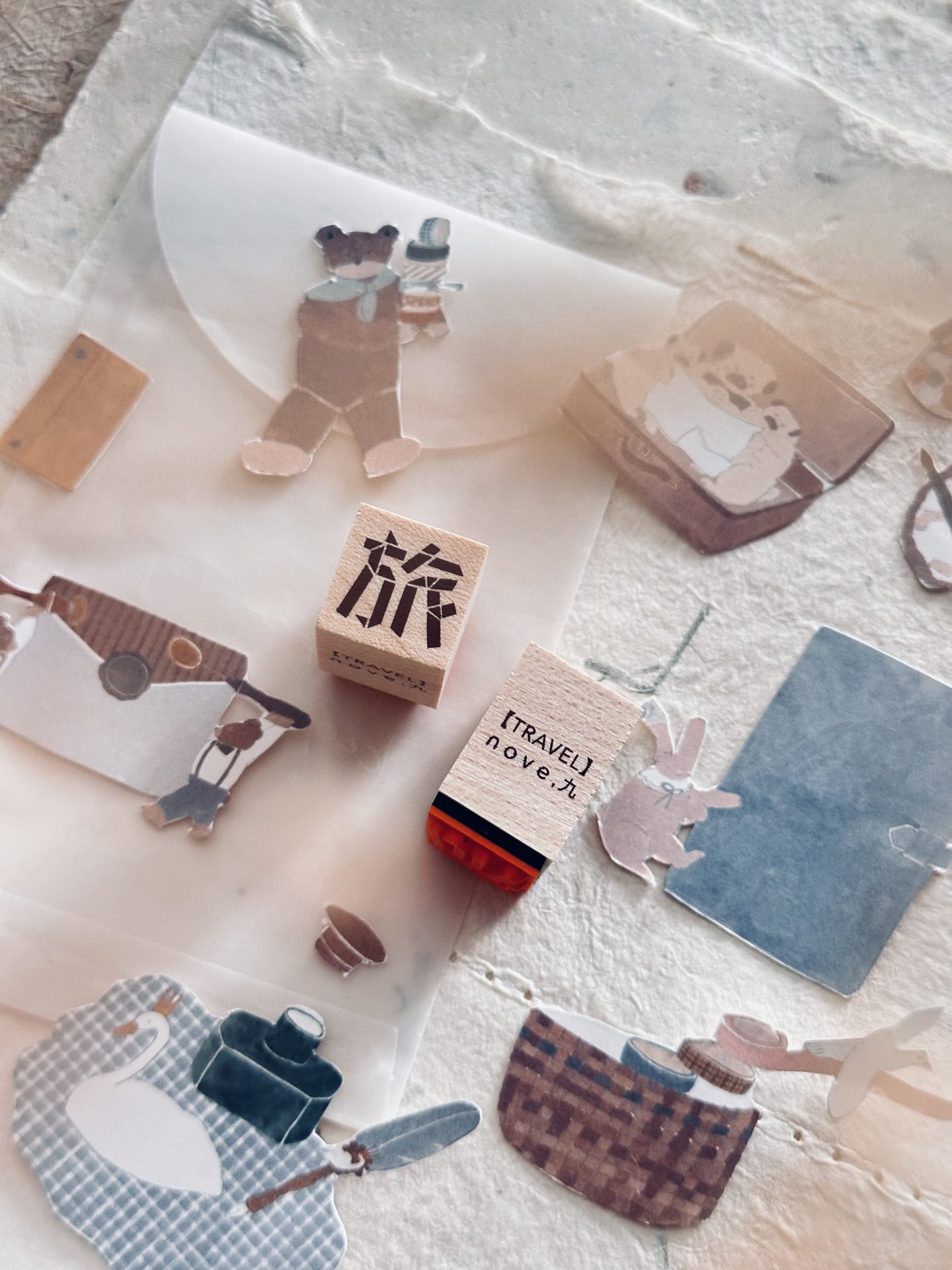Nove Origami Words Rubber Stamps