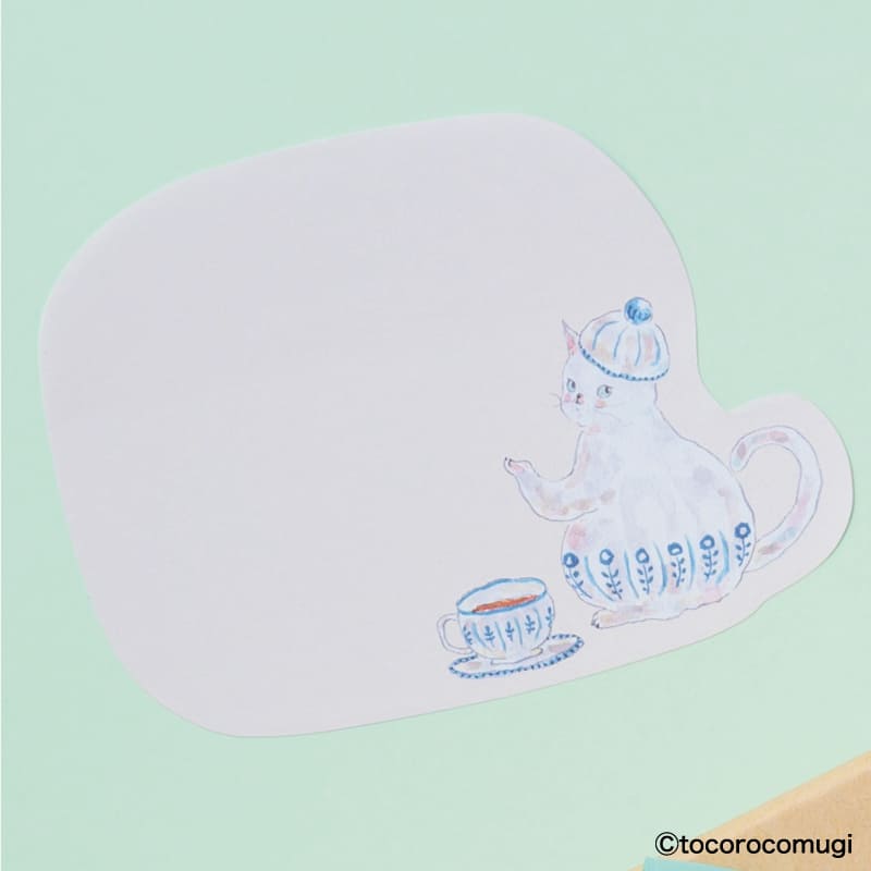 Hisago Tokoromugi L Cat Sticky Notes - Tea Time