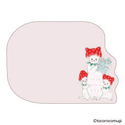 Hisago Tokoromugi L Cat Sticky Notes - Strawberry Cats