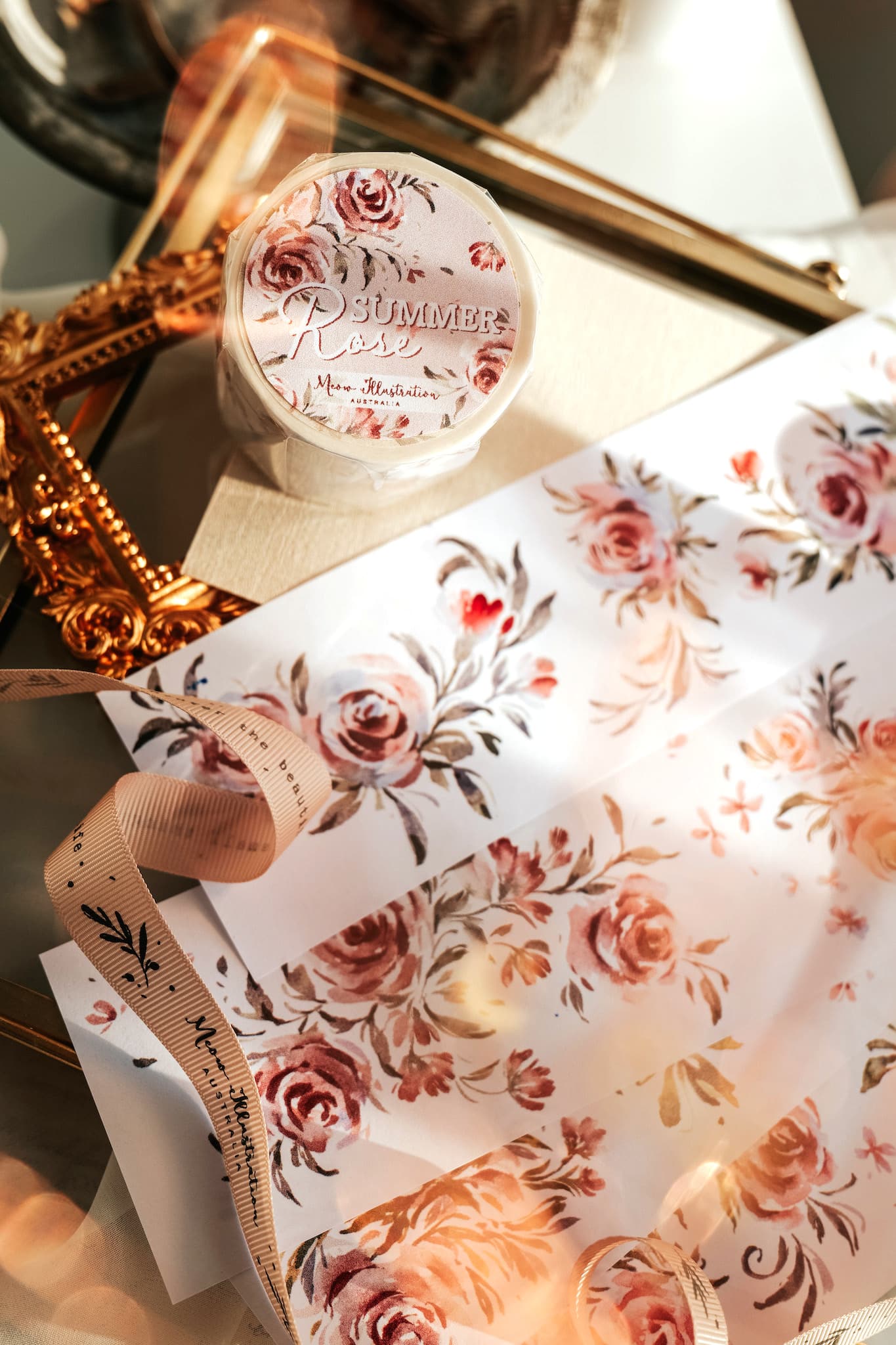 Meow Illustration Tape - Summer Roses (washi or PET) - Image 8