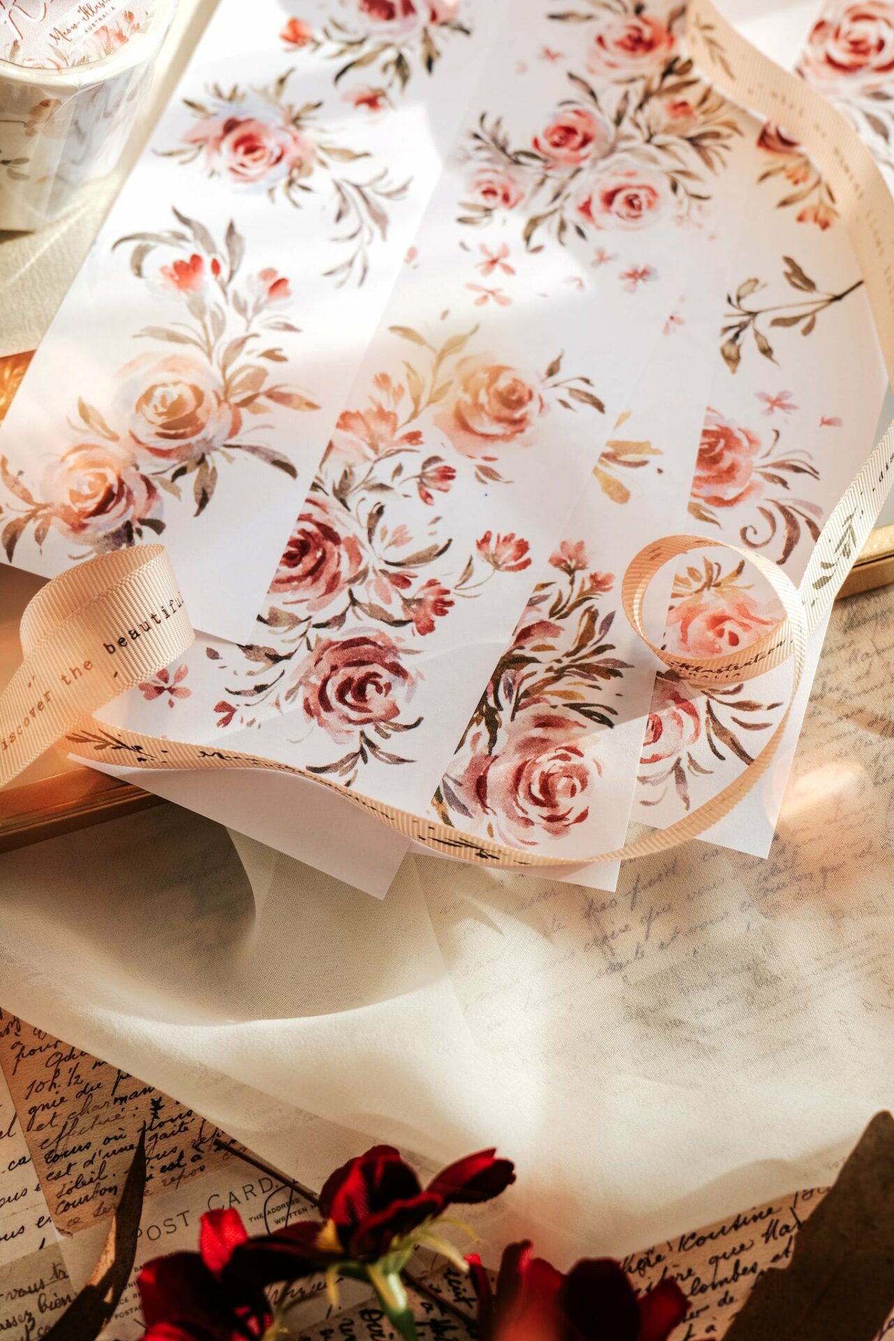 Meow Illustration Tape - Summer Roses (washi or PET) - Image 3