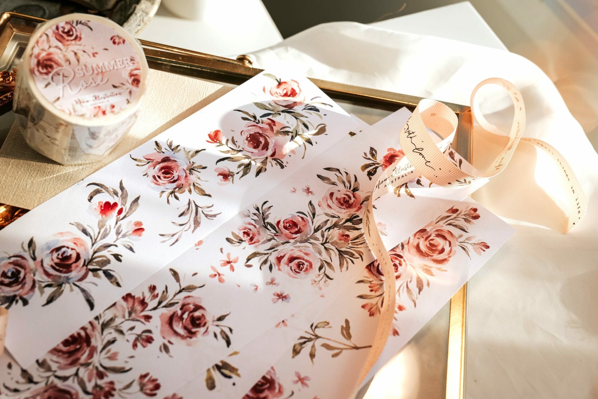 Meow Illustration Tape - Summer Roses (washi or PET) - Image 2