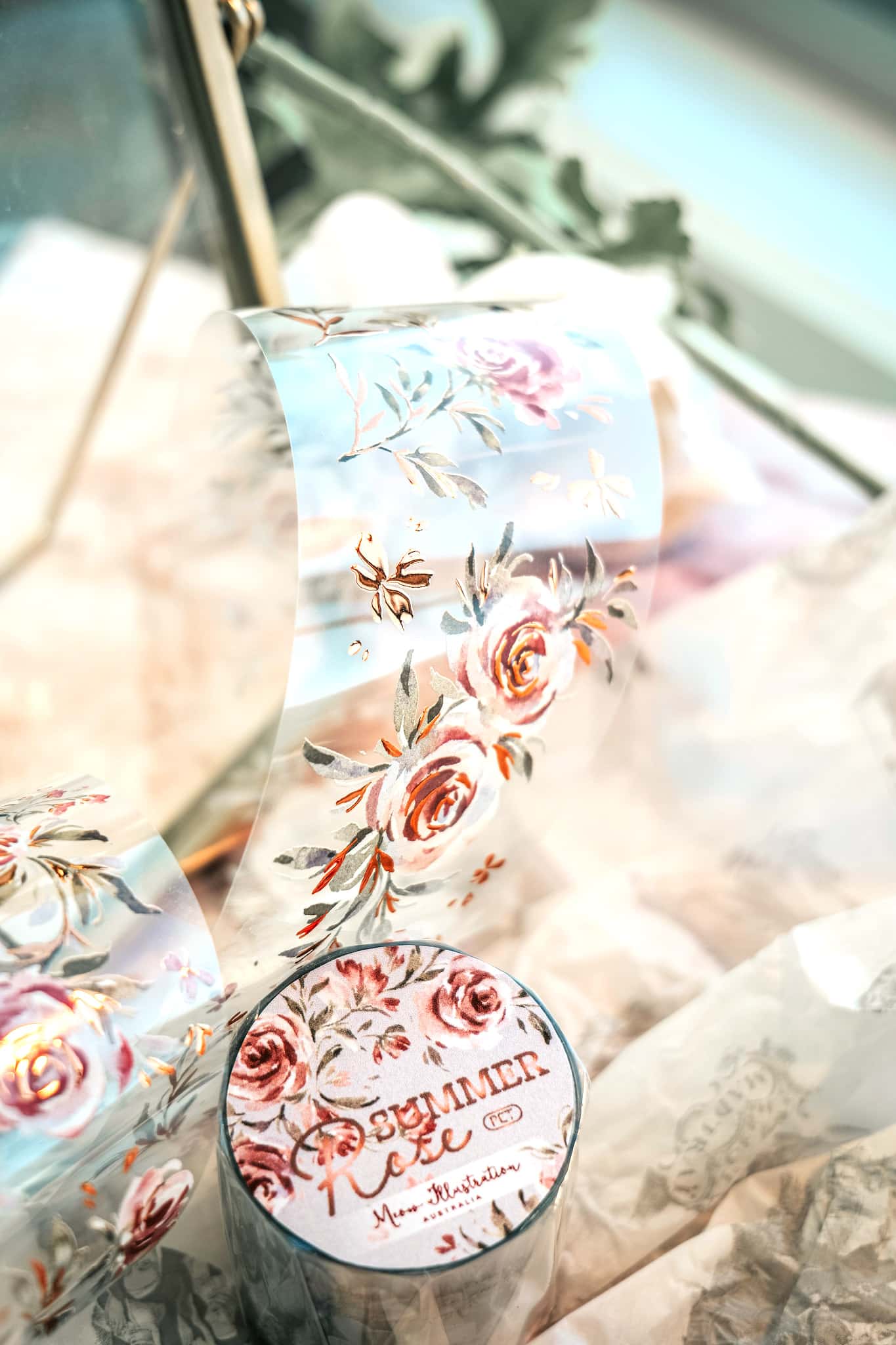 Meow Illustration Tape - Summer Roses (washi or PET) - Image 11