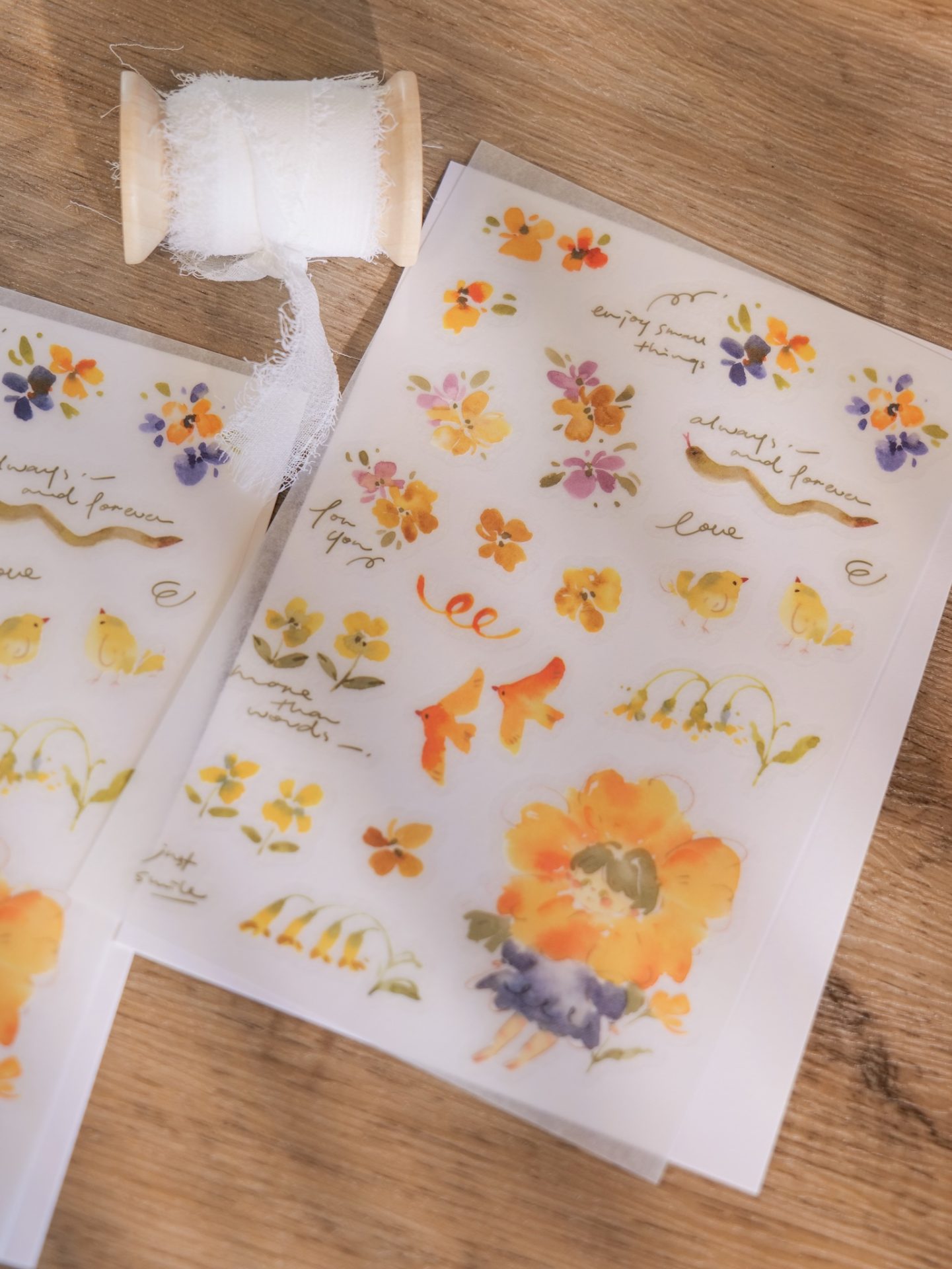 Meow Illustration "Flower Girl Lemon" Transfer Stickers
