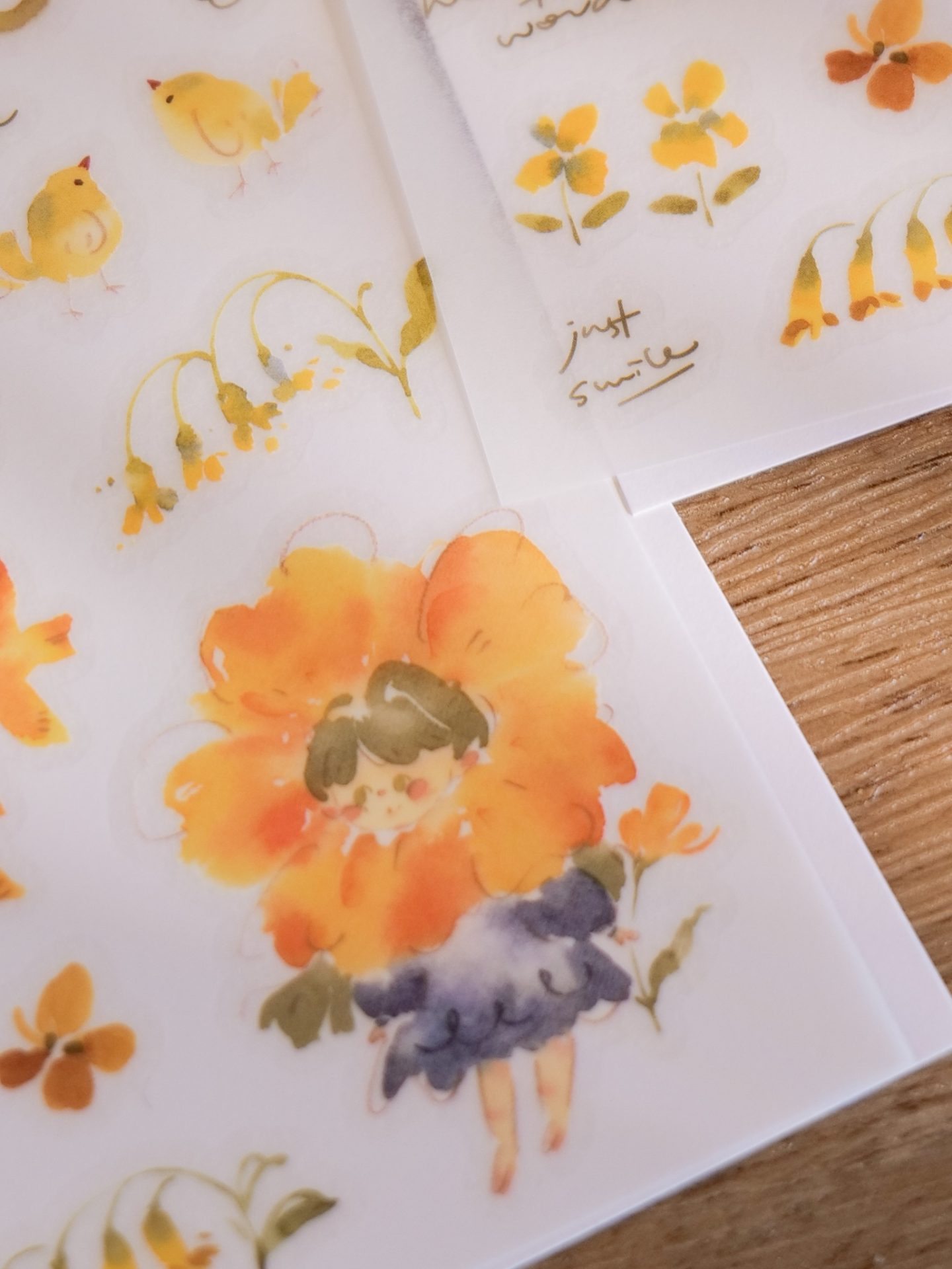 Meow Illustration "Flower Girl Lemon" Transfer Stickers