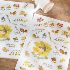 Meow Illustration "Flower Girl Grass" Transfer Stickers