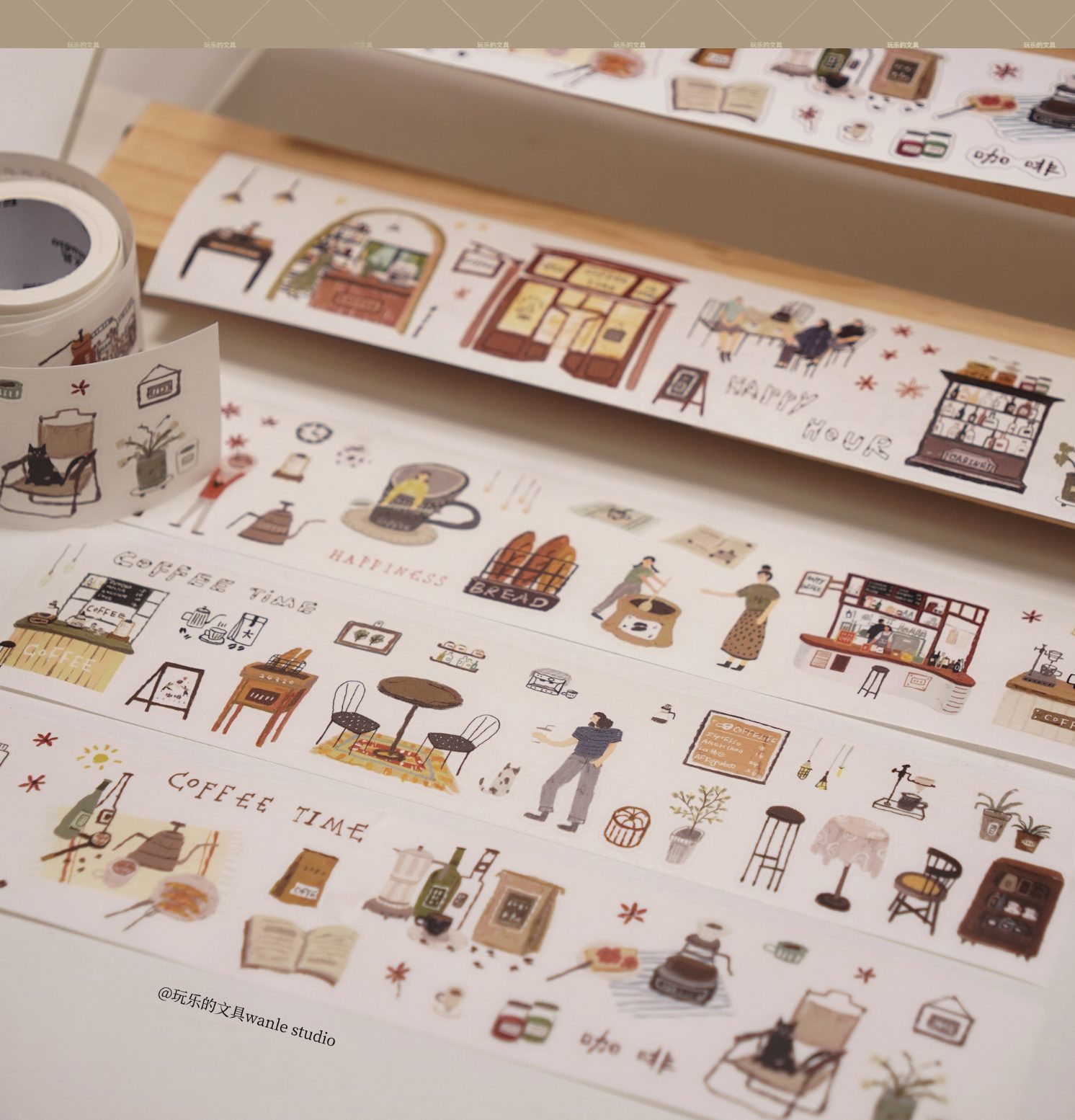 Wanle Studio Coffe Time Kiss-cut Washi Tape