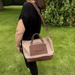 The Superior Labor Engineer Shoulder Bag XS - Beige with Leather Bottom