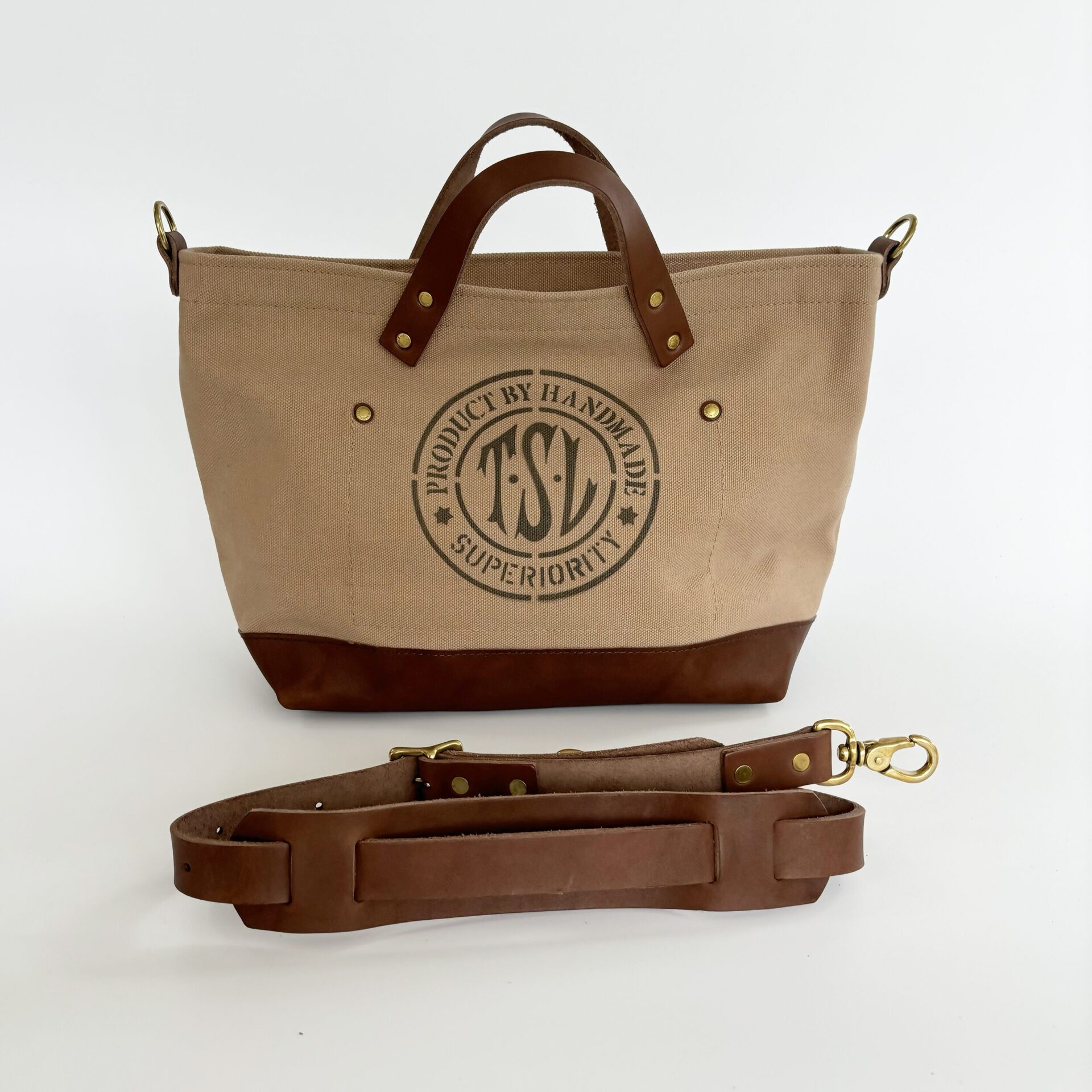 The Superior Labor Engineer Shoulder Bag XS - Beige with Leather Bottom