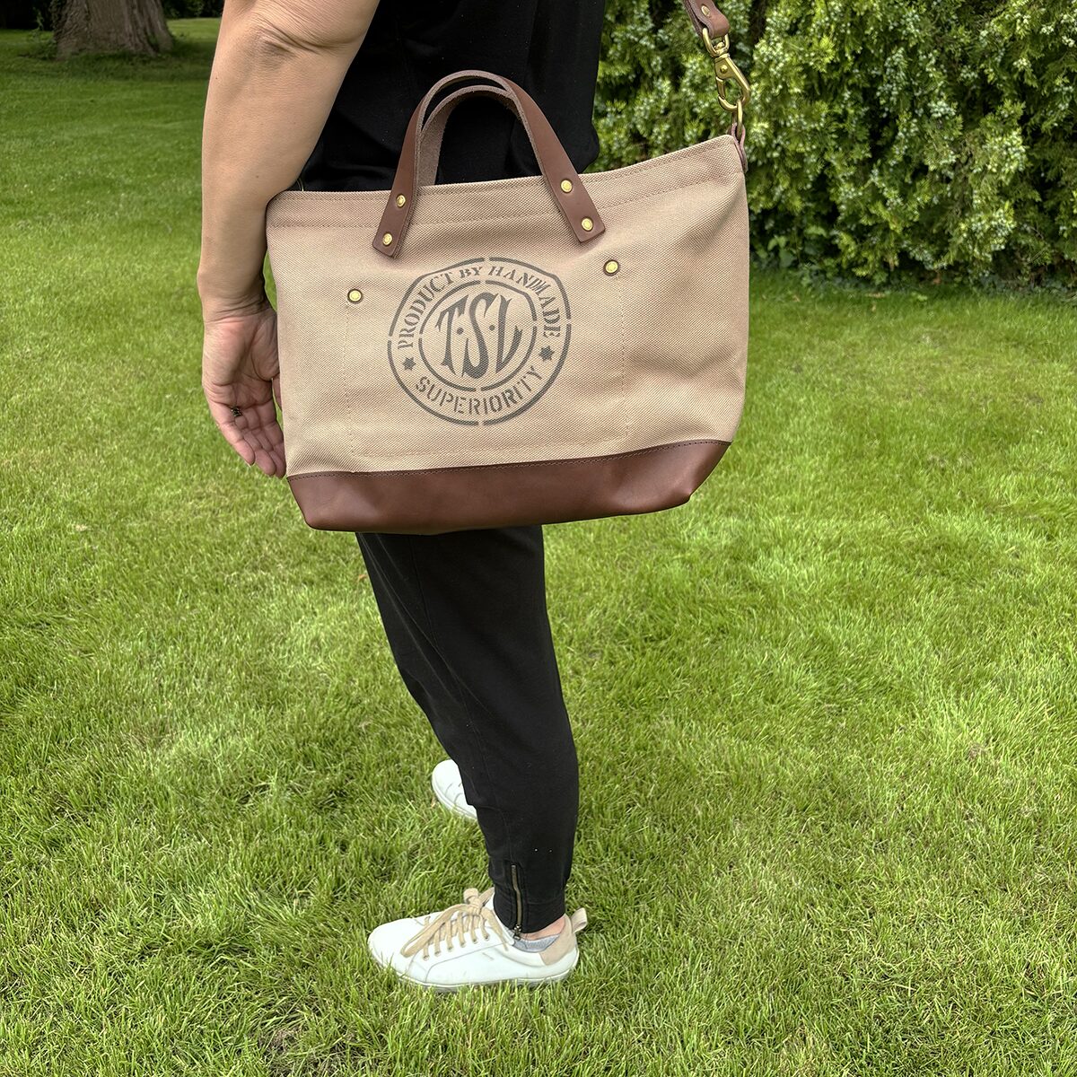 The Superior Labor Engineer Shoulder Bag XS - Beige with Leather Bottom