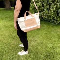 The Superior Labor Engineer Shoulder Bag XS - Natural with Leather Bottom