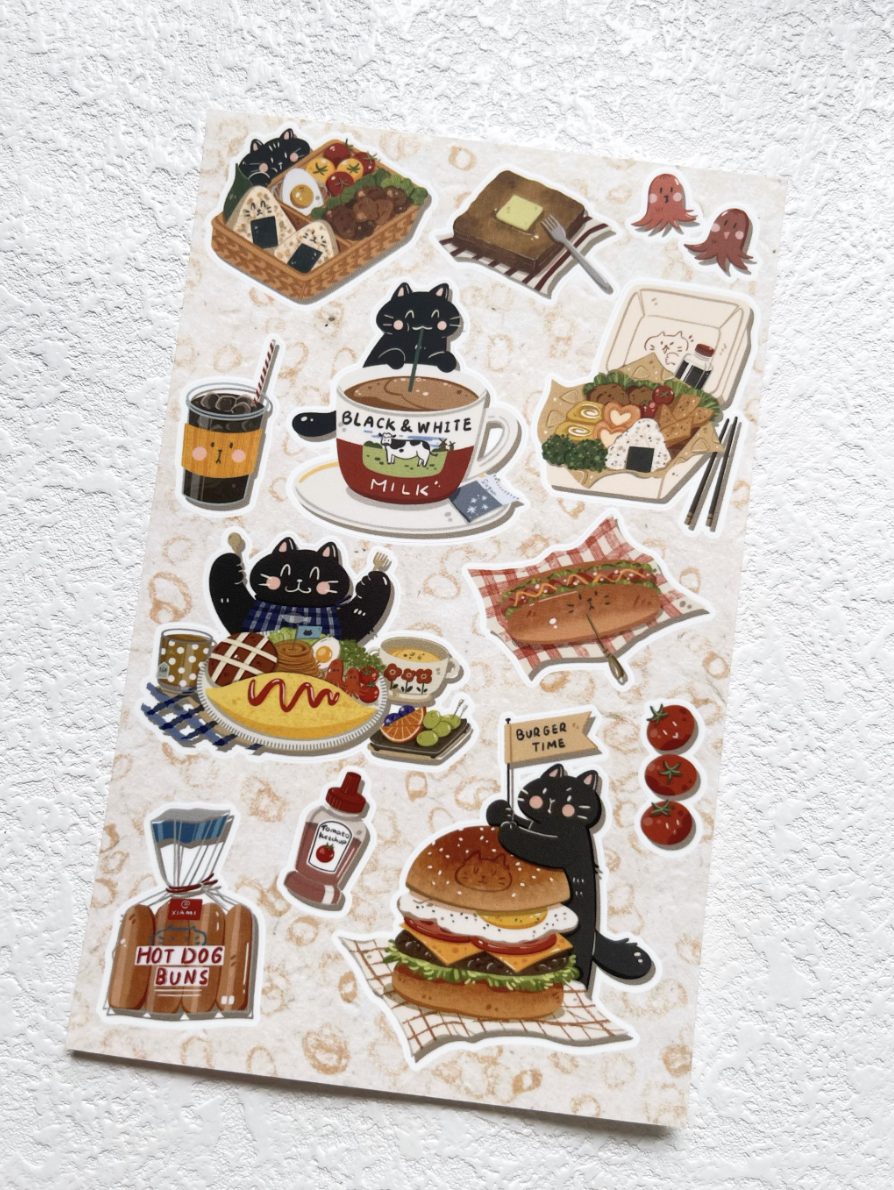 Xiami Studio Cat and Food Stickers